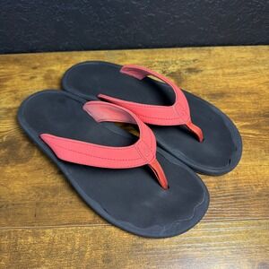 Olukai Ohana 20110-HC40 Coral Red Synthetic Flip Flop Sandals Womens Size 9